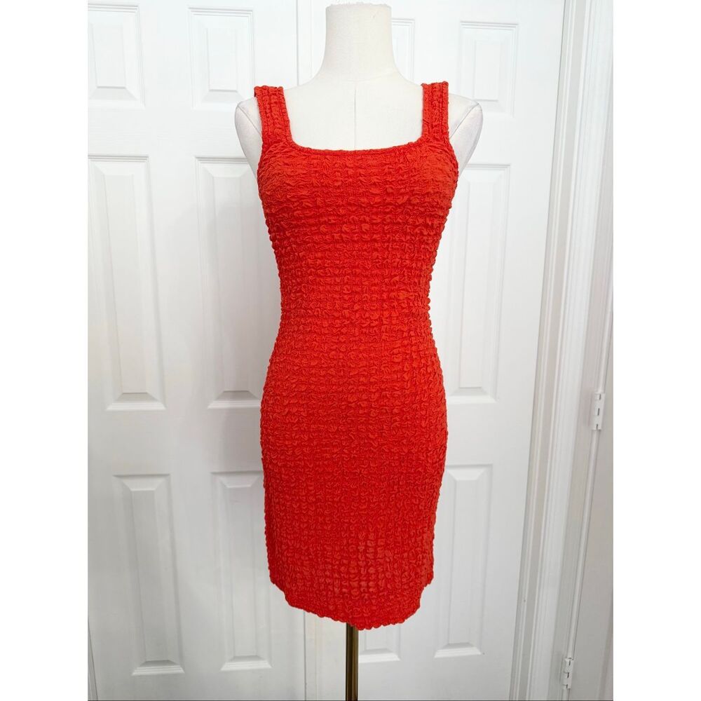 Rails Textured Crinkle Julie Mini Dress in Cherry XS NWT Bodycon